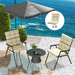 2pc Outdoor Seat Cushion With Backrest, Ties, For Garden | Beige