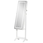Mirrored Jewellery Cabinet W/ Led Lockable Jewellery Armoire | One Size | White