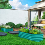 Raised Beds For Garden With Metal Plant Stakes | Set of 2 | Green