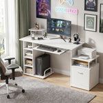 HOMCOM Wood Computer Desk Laptop Workstation Drawer Shelf For Home Office