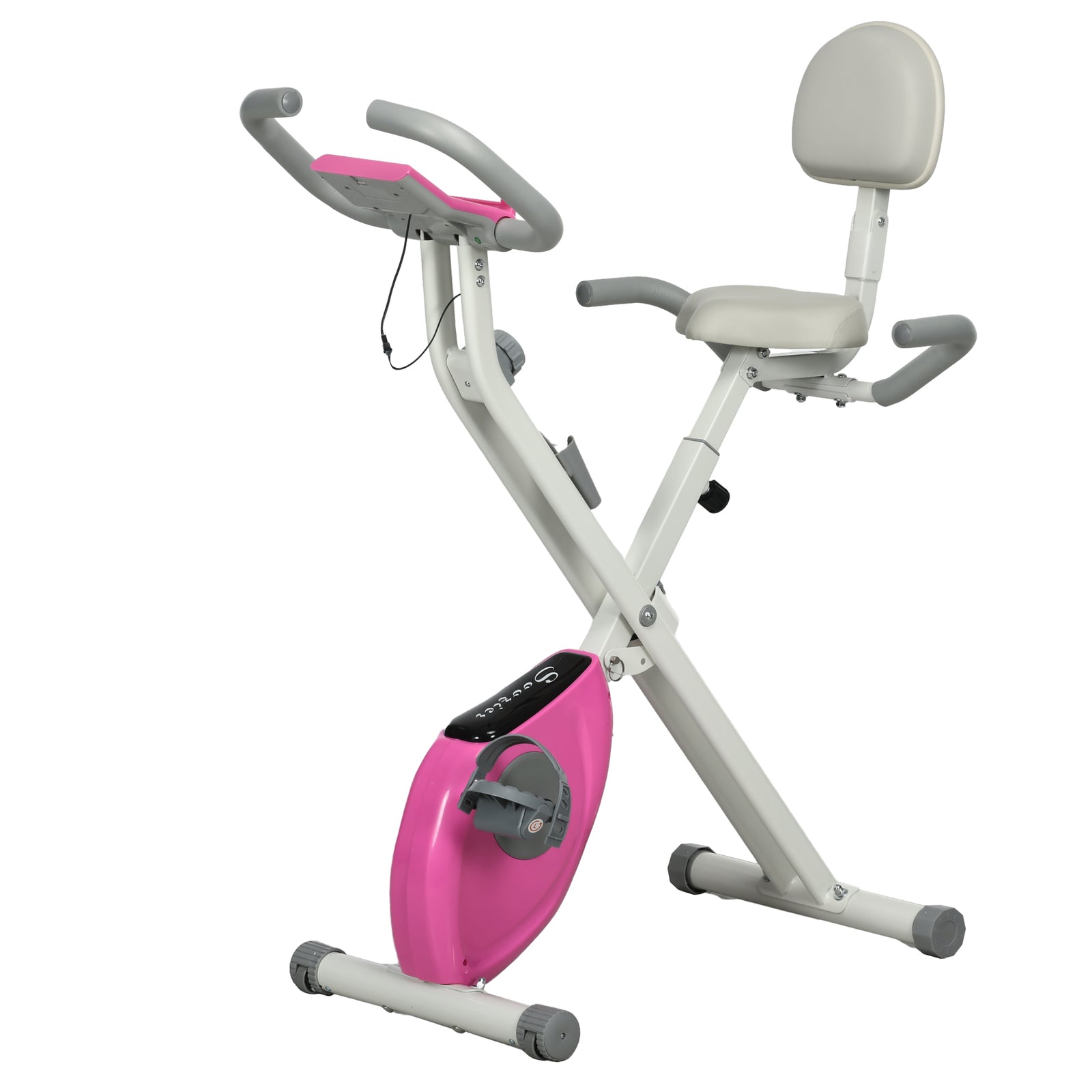 Folding Exercise Bike - Adjustable Resistance & Seat Height | White