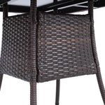 Brown PE Rattan Square Table with 5mm Black Silk-Printed Tempered Glass Top - 80cm X 72cm H