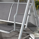 Metal Swing Chair Garden Hammock 3 Seater Patio Bench Canopy | Light Slate Gray