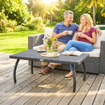 90 Cm Rattan Garden Coffee Table Wicker Outdoor Table Furniture | Black