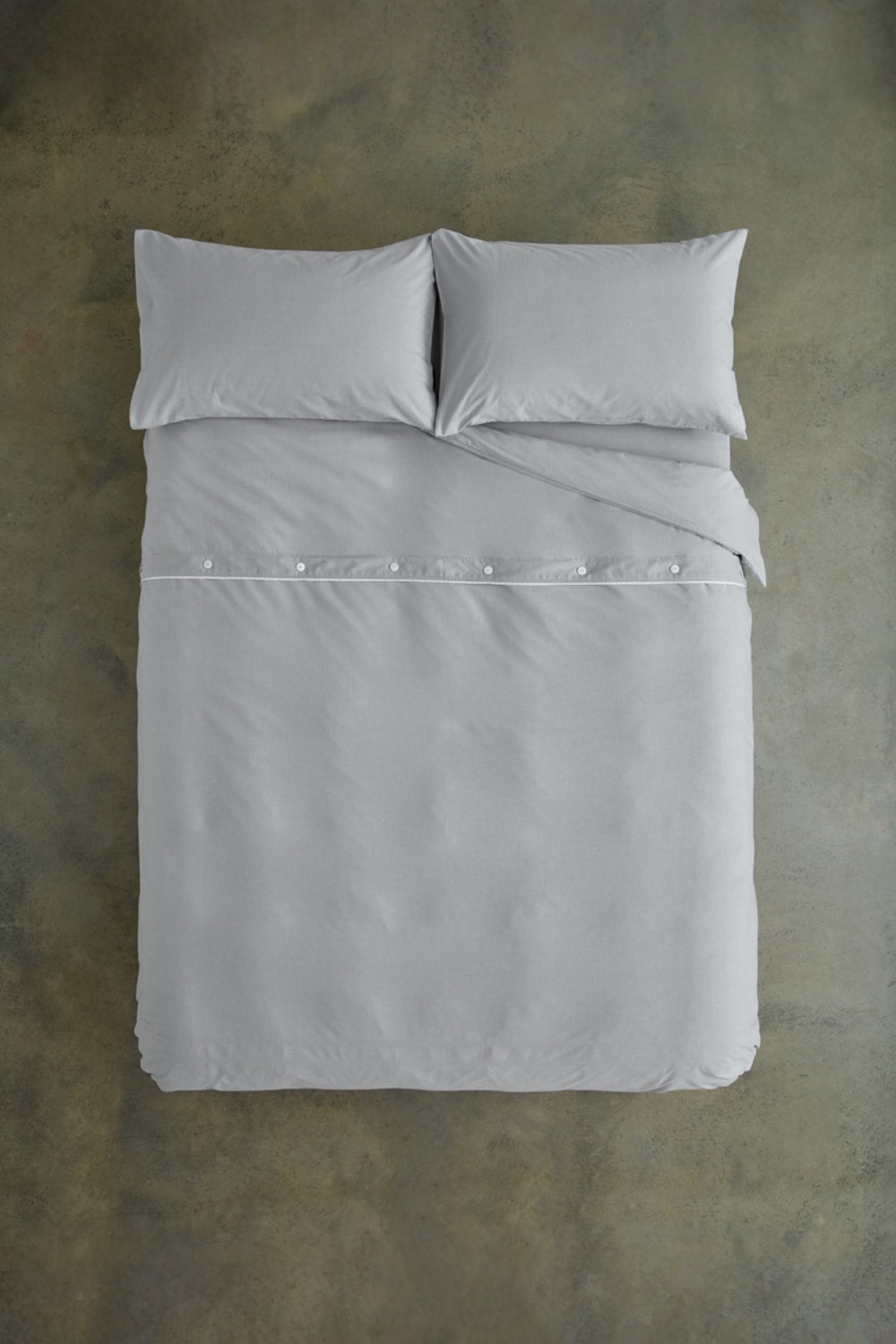Southwick Cotton Rich Soft Duvet Cover Set -  Breathable Melange Look Bedding With Piped Finish | Double | Grey