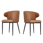 Breeins Set Of 2 Modern Pu Leather Dining Chairs With Metal Legs