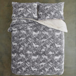 Woodland Folk Fleece Duvet Cover Set With Sherpa Reverse – Nature-inspired Cosy Bedding | Single | Grey