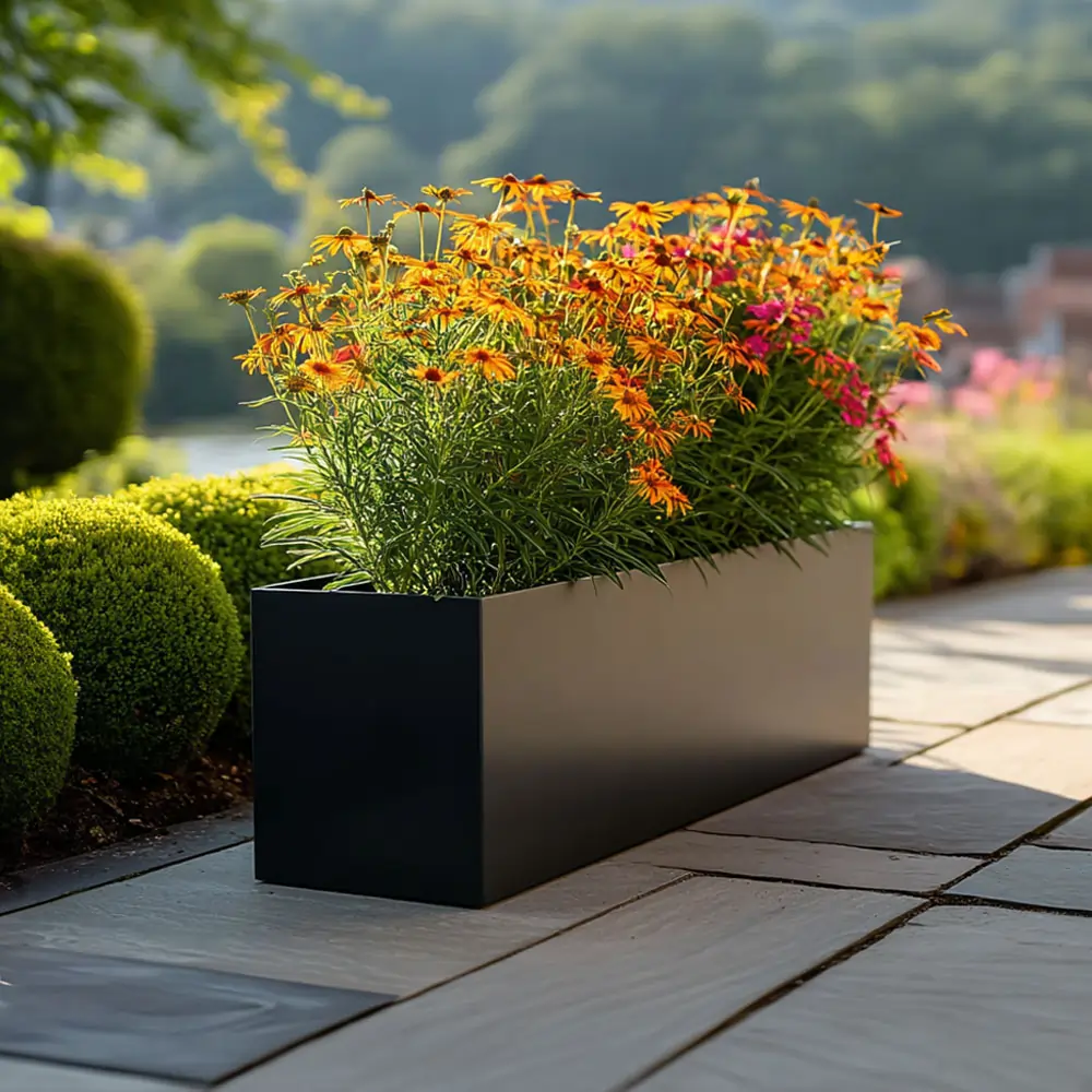 Zinc Galvanised Trough Planter | 75cm x 32cm x 32cm | Matte Black
