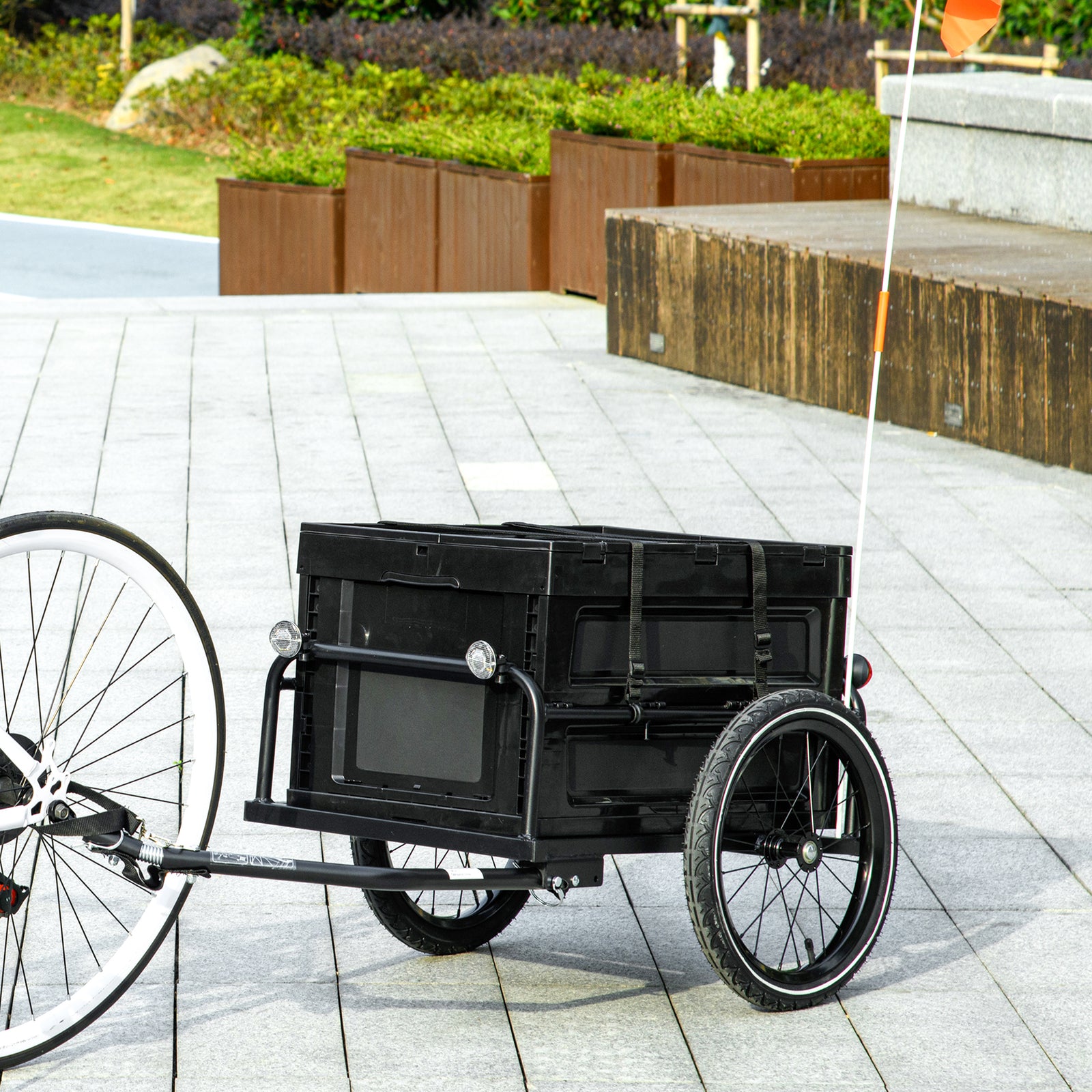 Bike Cargo Trailer With Foldable Storage Box | Black