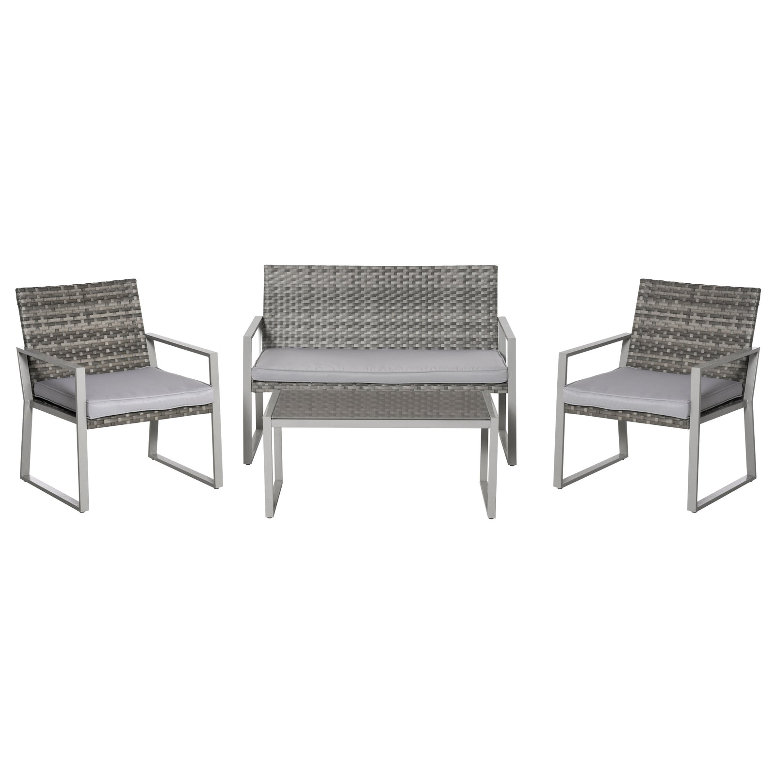 4pcs Outdoor Pe Rattan Wicker Lounge Set