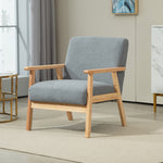 Accent Chair With Wood Frame, Cashmere, Grey