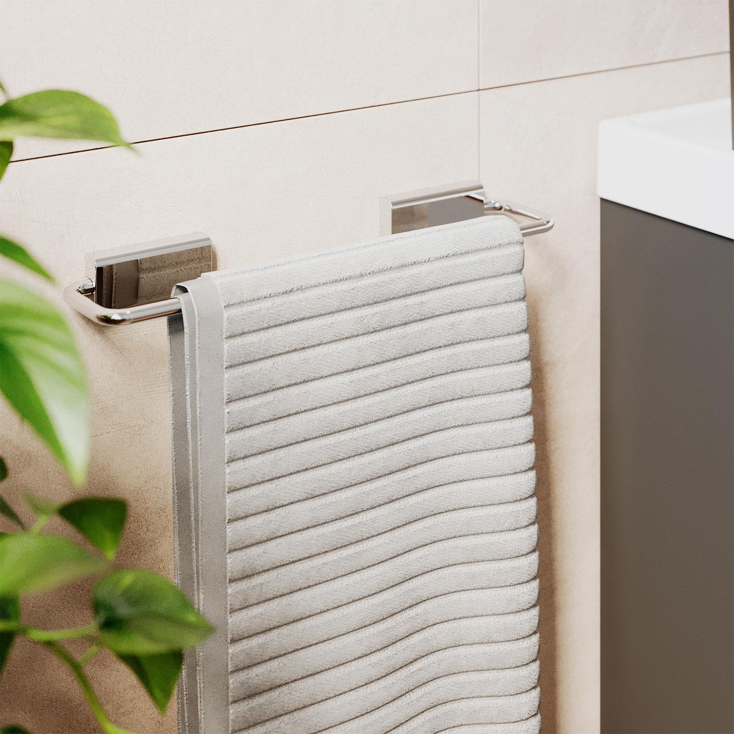 Towel Rail, 30cm Screw-in Or Self-adhesive Chrome Silver, Next Collection