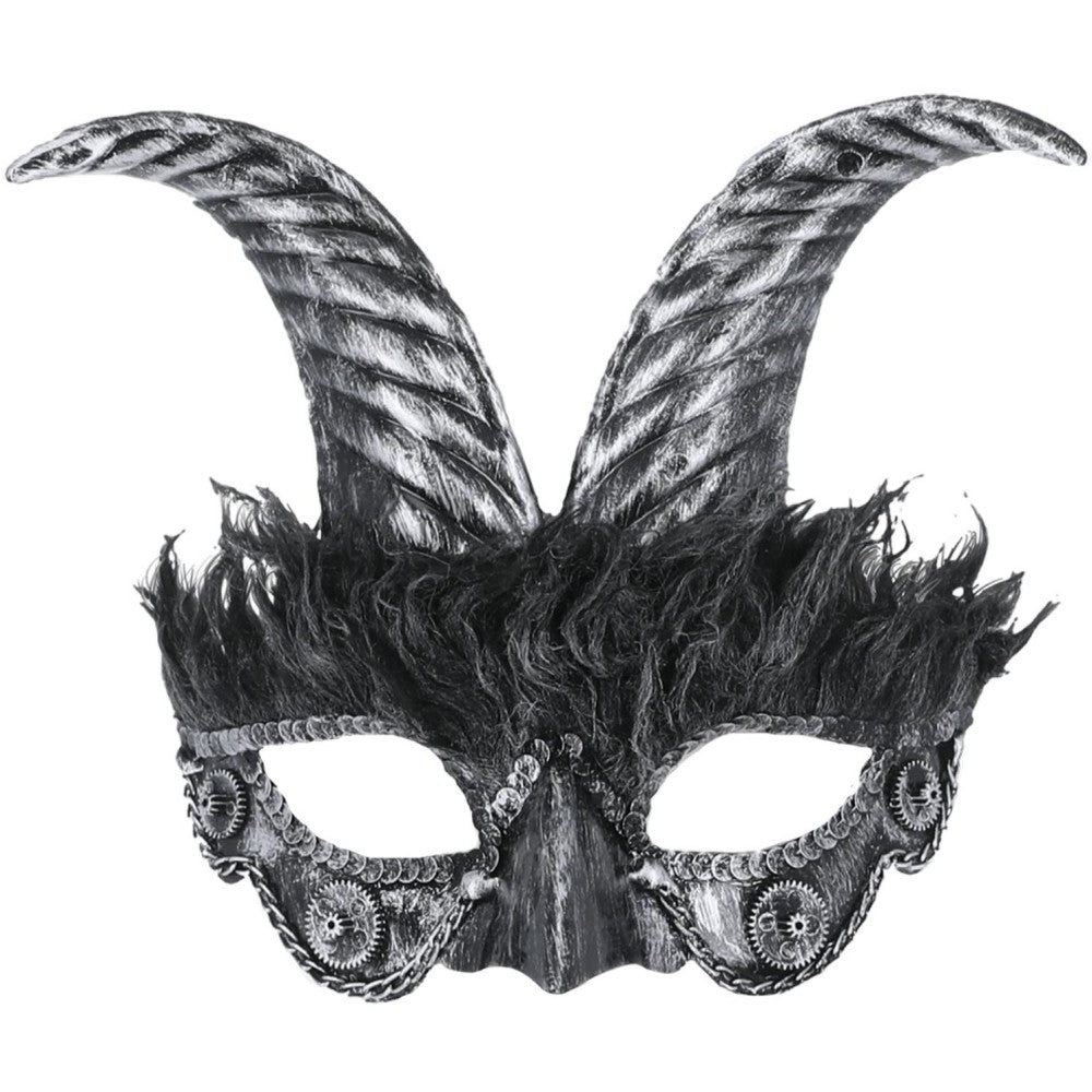 Silver Masquerade Horned Mask