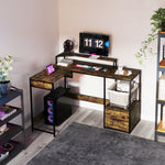 L Shaped Desk, Computer Table With Liftable Desktop | One Size | Brown