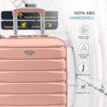 45x36x20cm Lightweight Underseat Cabin Carry On Suitcase - 100+ Airline Approved - Hard Shell Luggage - 4 Wheels | 45 x 36 x 20cm | Rose Gold