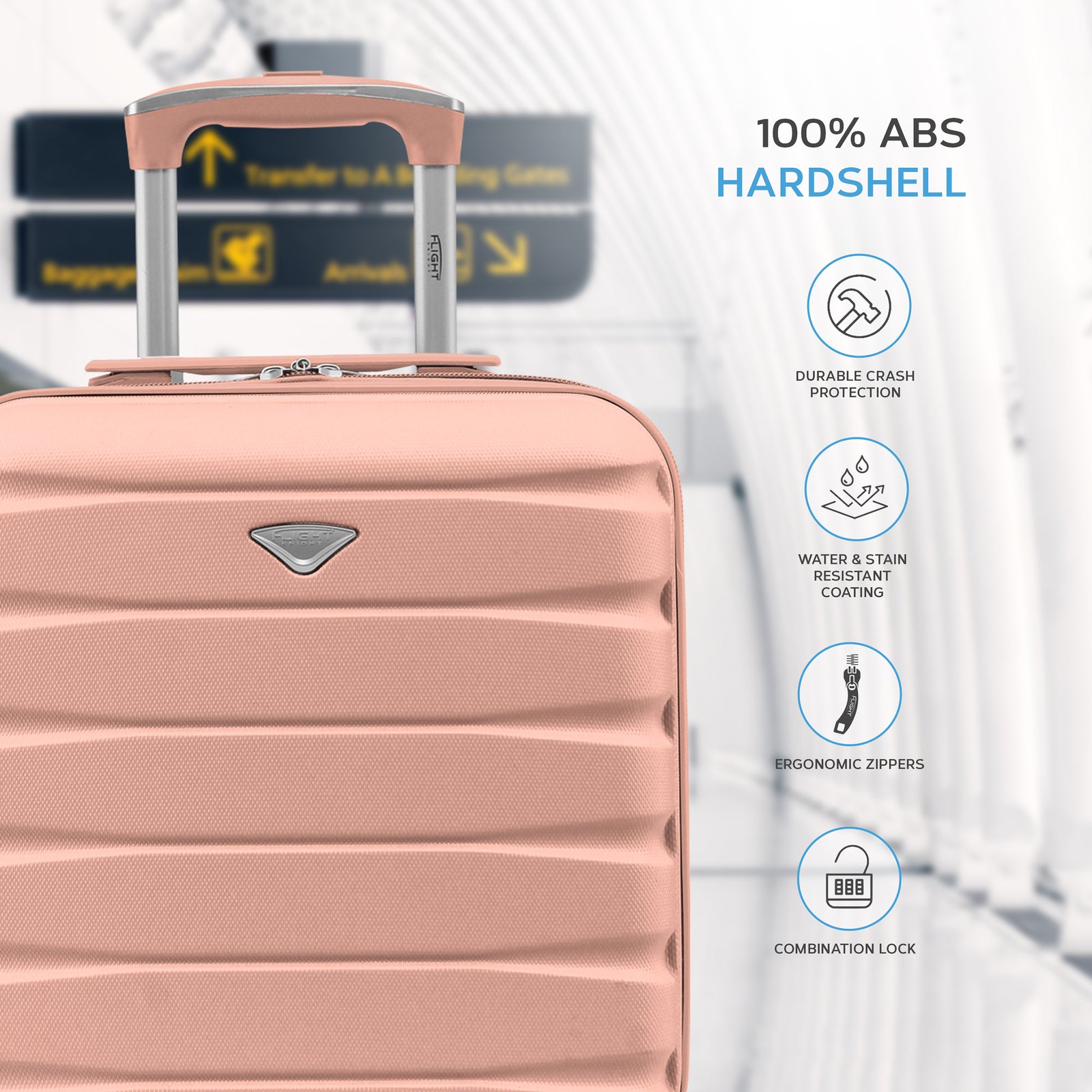 45x36x20cm Lightweight Underseat Cabin Carry On Suitcase - 100+ Airline Approved - Hard Shell Luggage - 4 Wheels | 45 x 36 x 20cm | Rose Gold