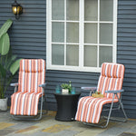 Set Of 2 Adjustable Sun Lounger Recliner Reclining Seat | Orange