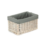 White Wash Grey Lined Open Storage Basket | Small | Gray