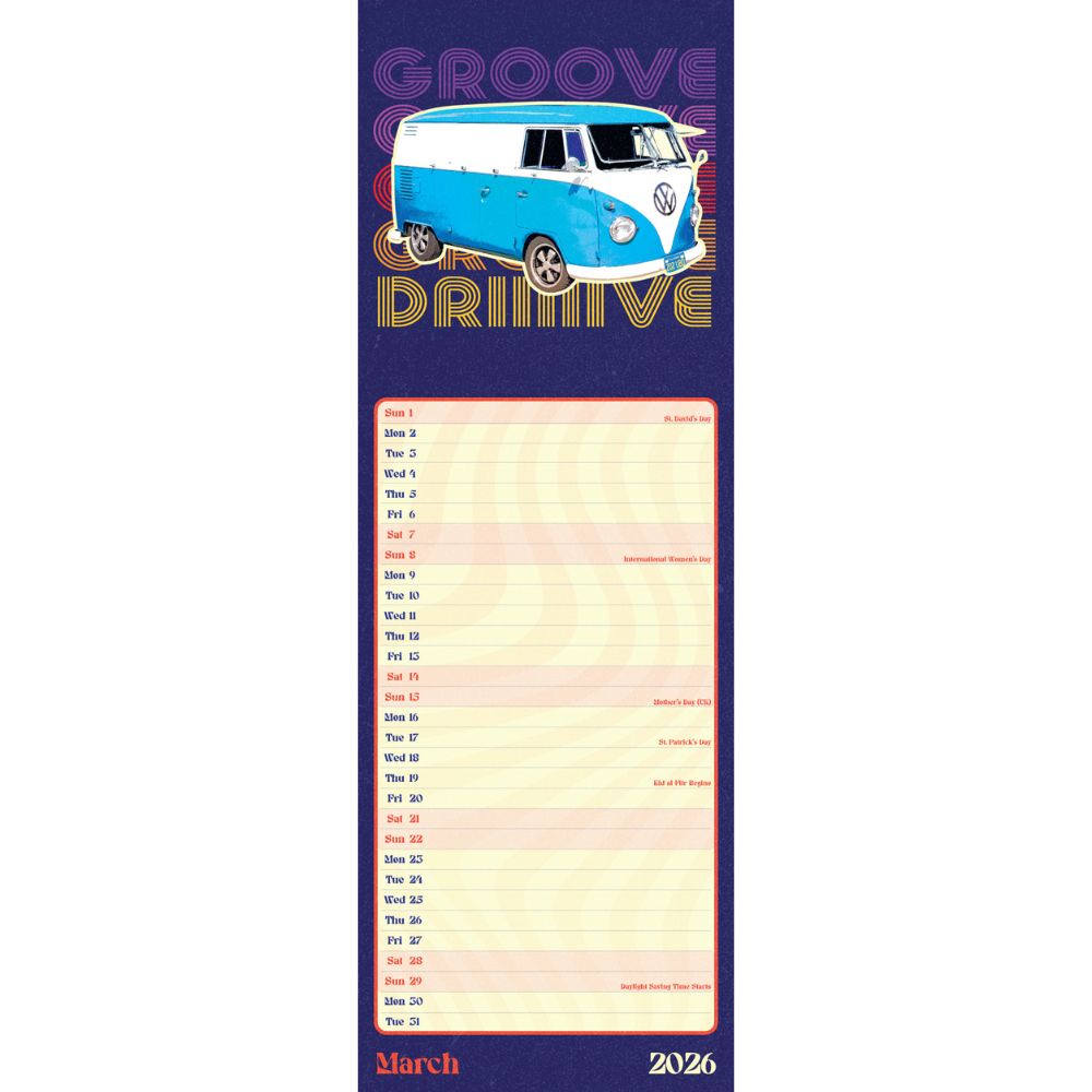 Vw Campervan 2026 Slim Calendar Official Product