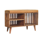 Solid Wood Slatted Oak-ish Bench With 3 Slots