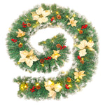270cm Spruce Artificial Greenery Christmas Garland With 50 Led Warm White Lights | Yellow