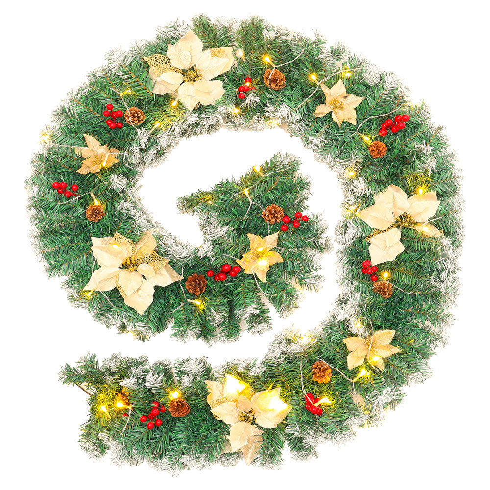 270cm Spruce Artificial Greenery Christmas Garland With 50 Led Warm White Lights | Yellow