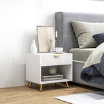 Small Table With Drawer, Open Compartment And Handle | One Size | White