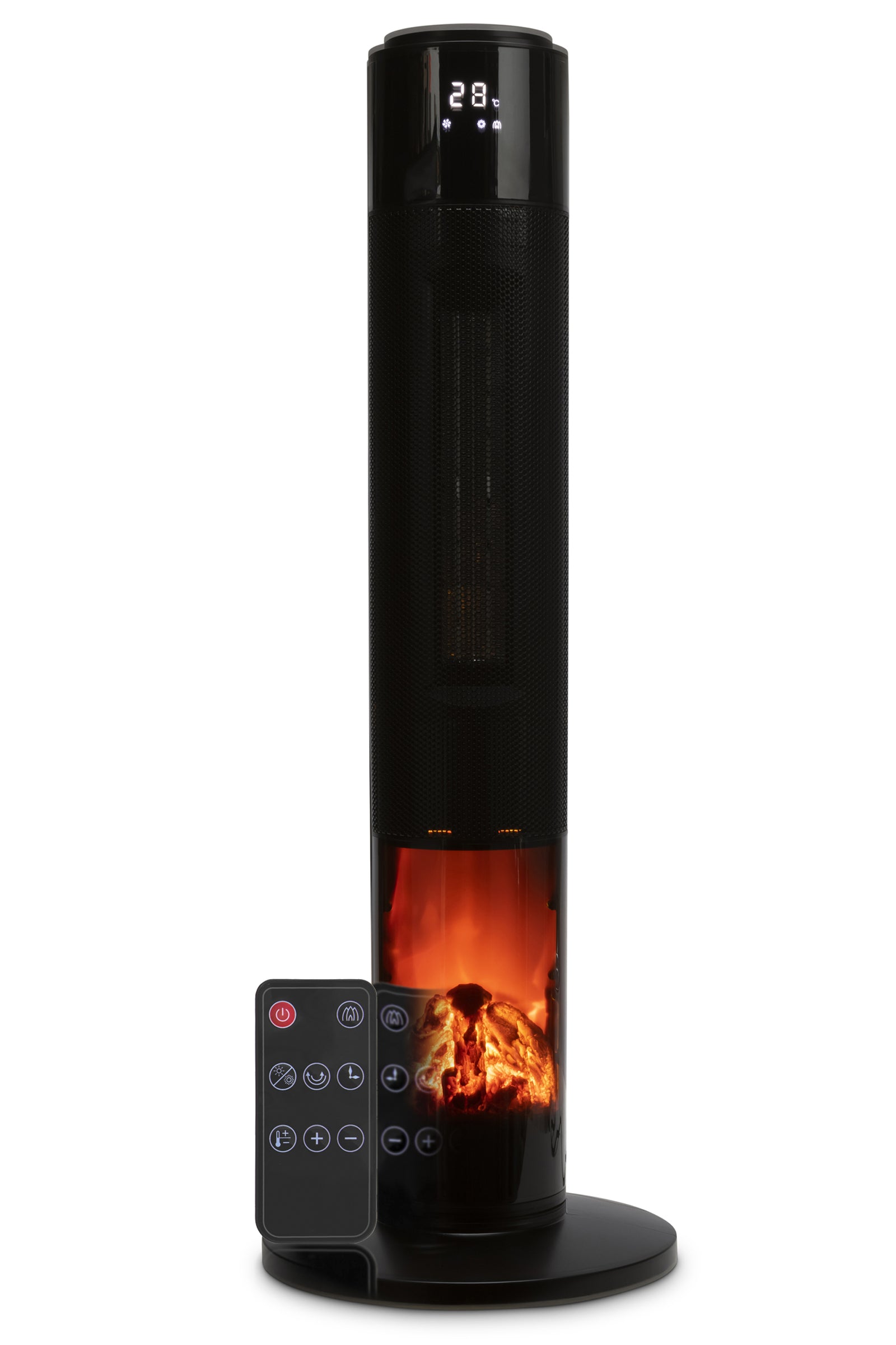 33" Oscillating Tower Fan Electric Heater - Ptc Ceramic Lcd Display | One Size | Black