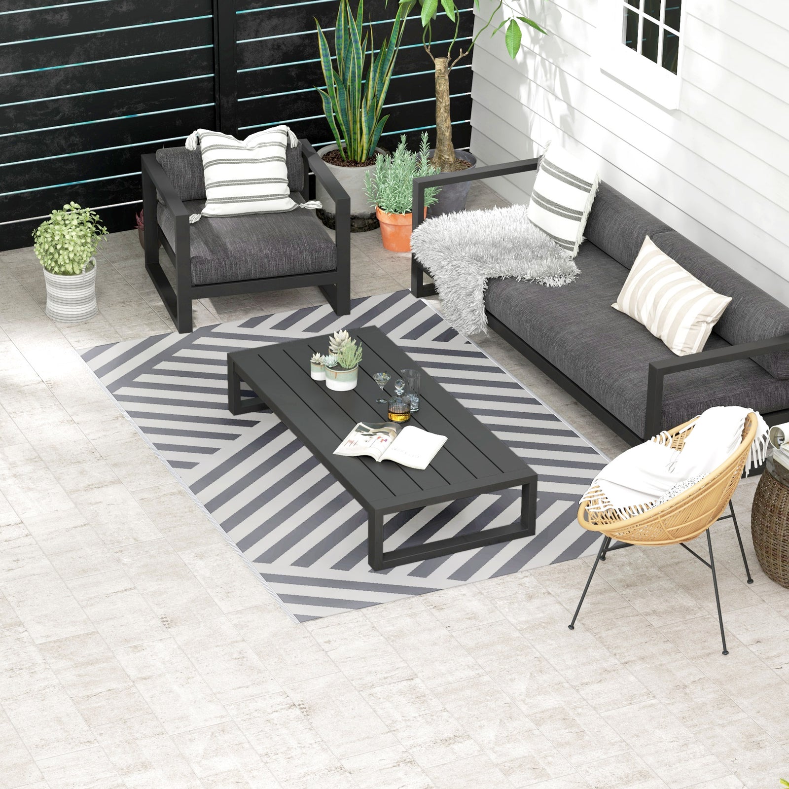 Reversible Rug W/ Carry Bag 182x274cm Grey