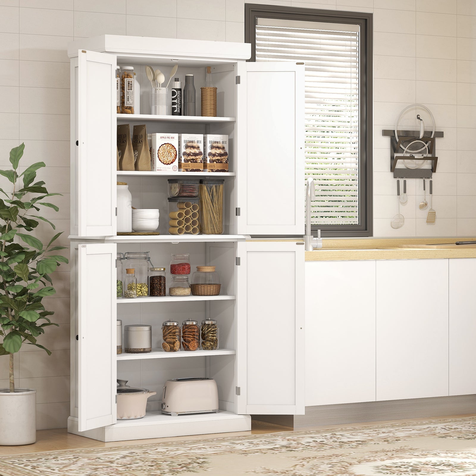 Freestanding 6 Tier Cupboard, Adjustable Organizer