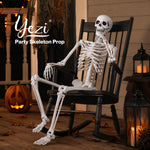Yezi Halloween Skeleton Life Size 185cm Posable Joints Haunted House Patio White