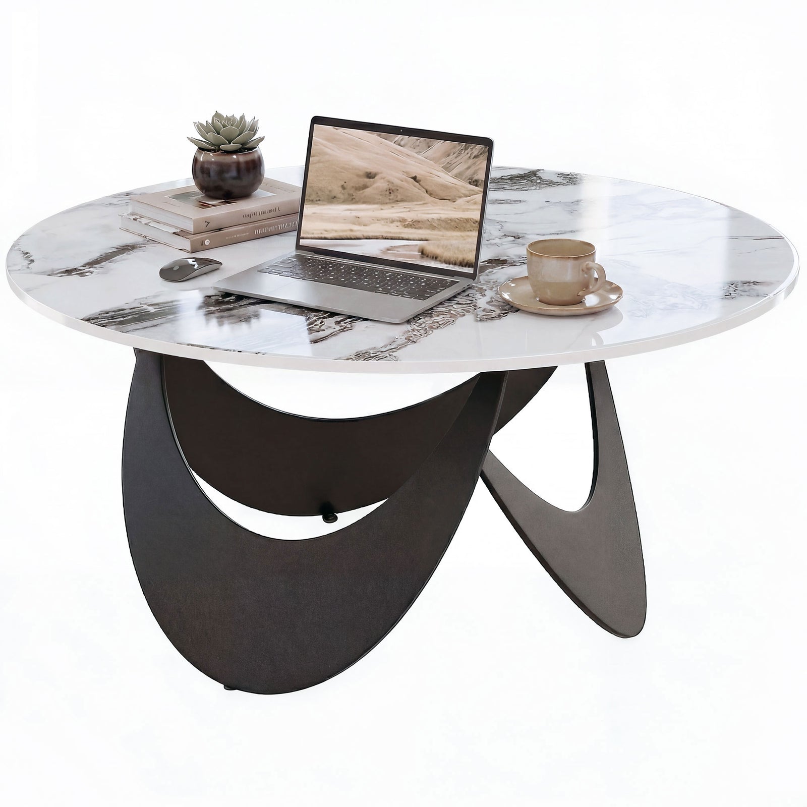 Coffee Table Sintered Stone Top White And Black | White