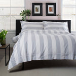 West End Stripe 100% Cotton Duvet Set – Soft & Breathable Bedding | Super King | Grey