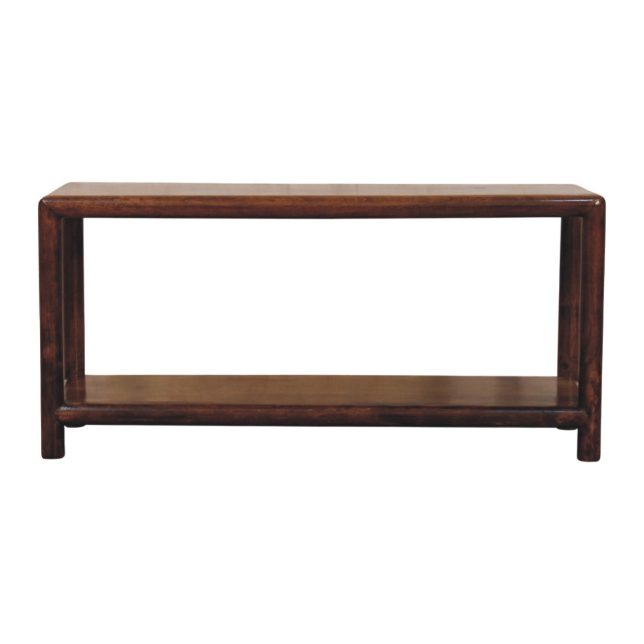 Solid Wood Regency Bench, Open Shelf, Dark Brown