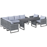 9 Piece Rattan Set, 8 Seater Corner Sofa