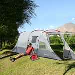 6-8 Person Tunnel Tent, Two-room Camping Tent With Carry Bag | Gray