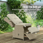Rattan Garden Recliner Chair With Flip Table | Brown