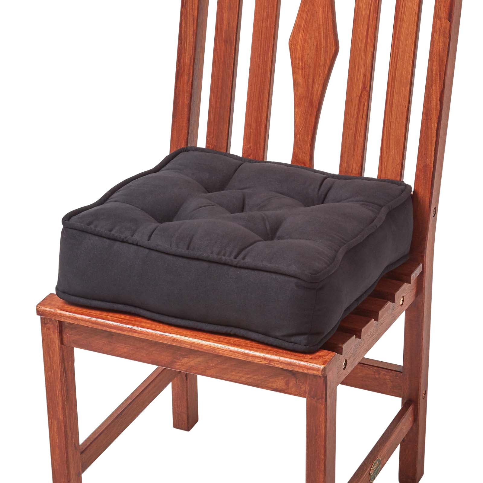 Faux Suede Dining Chair Booster Cushion | 40cm x 40cm | Black