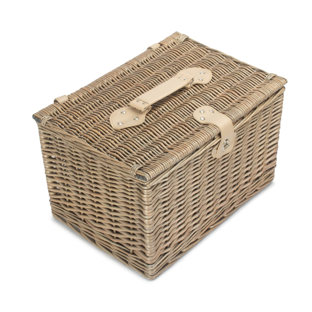 Antique Wash Finish Chest Picnic Basket | Large | Brown