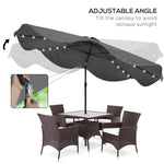 Solar Garden Parasol W/ Led, Tilt | Dark Gray