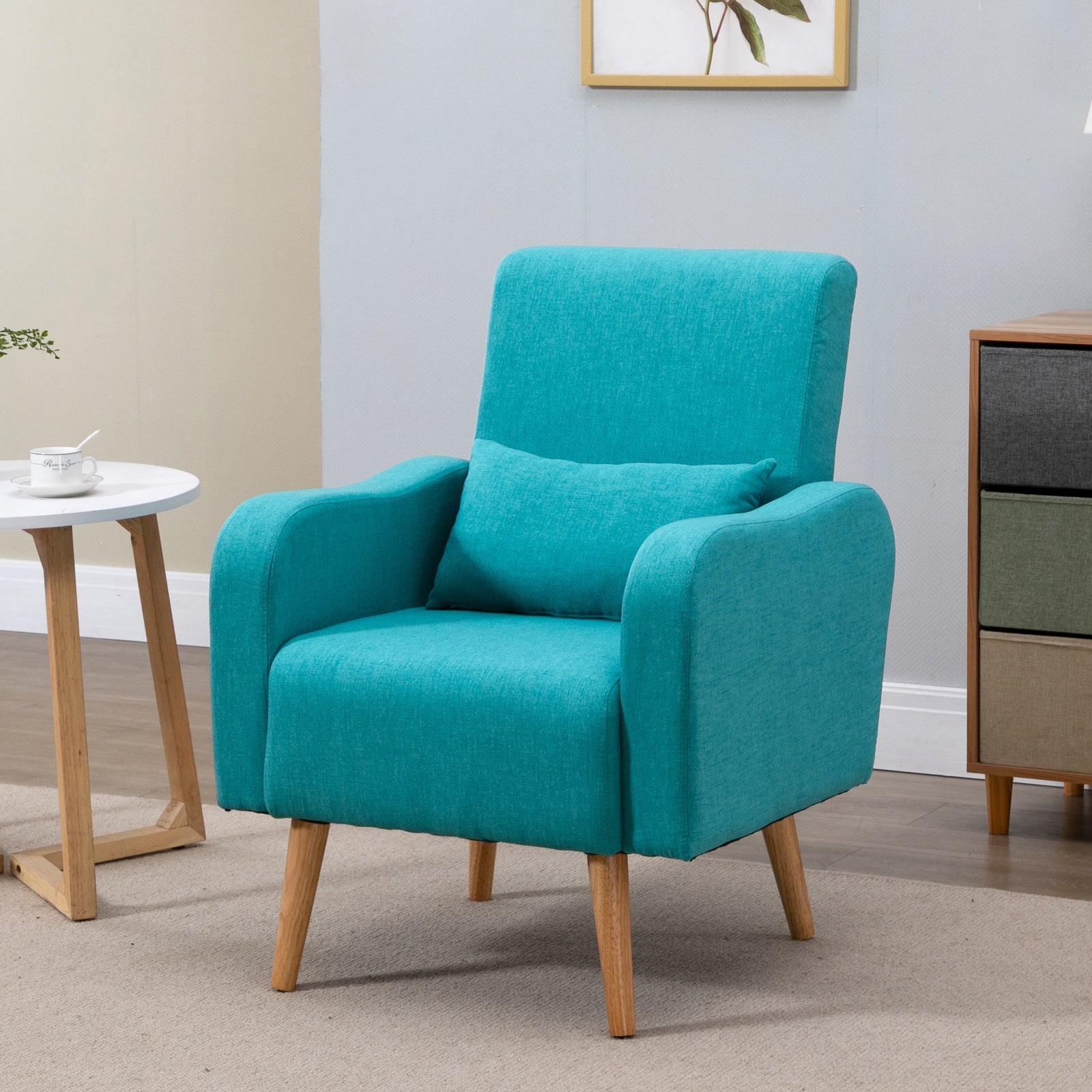 Nordic Leisure Lounge Sofa Accent Chair With Pillow | One Size | Green