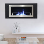 45 Inch Silver Wall Mount Fireplaces Steel Stainless Indoors Bio-ethanol Fireplaces