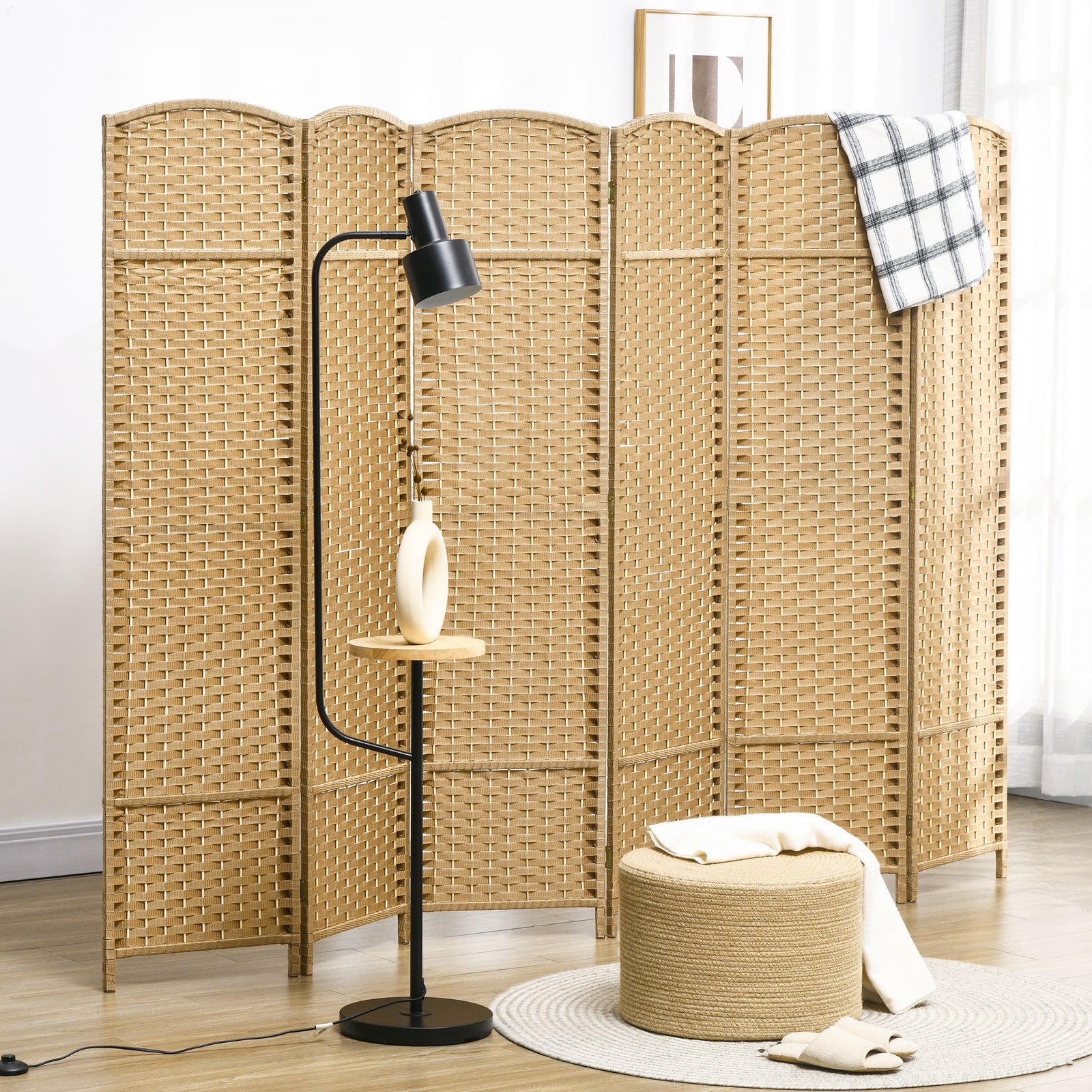 6 Panel Folding Room Divider, Privacy Screen, 240 X 170cm