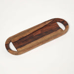 HOMESCAPES Long Mango Wood Serving Tray & Board