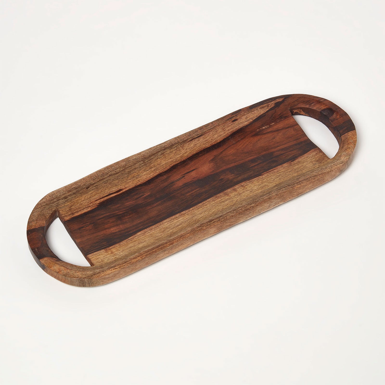 HOMESCAPES Long Mango Wood Serving Tray & Board