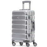 55x35x20cm Hard Shell Cabin Carry On Suitcase 100+ Airline Approved - Aluminium Frame/abs Hard Shell Outer Body | Set of 3 | Silver