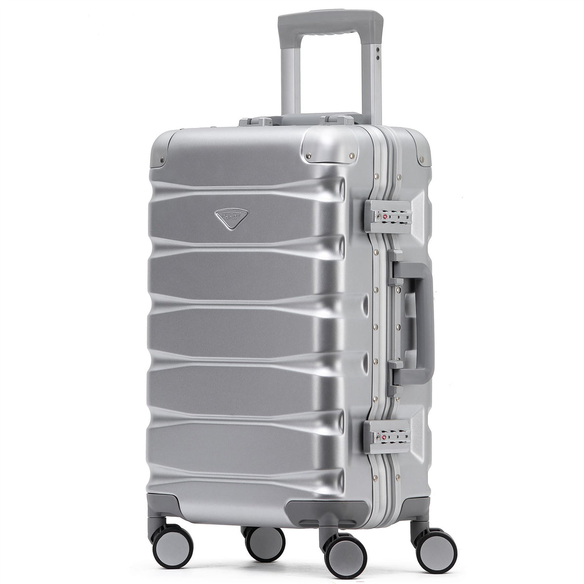 55x35x20cm Hard Shell Cabin Carry On Suitcase 100+ Airline Approved - Aluminium Frame/abs Hard Shell Outer Body | Set of 3 | Silver