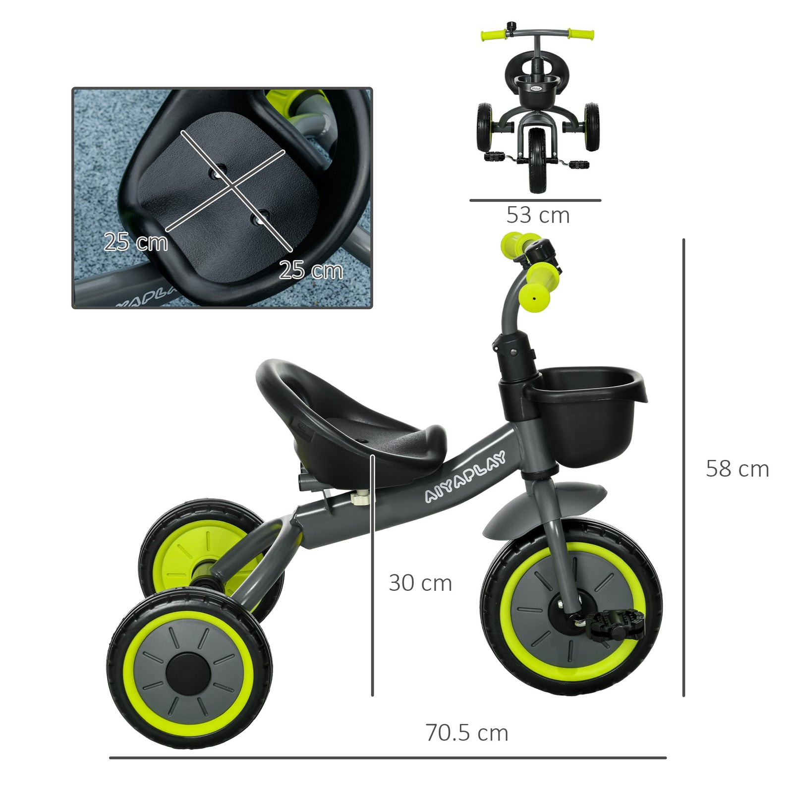 Trike W/ Adjustable Seat Basket, Kids Tricycle For 2-5 Years Old | Black