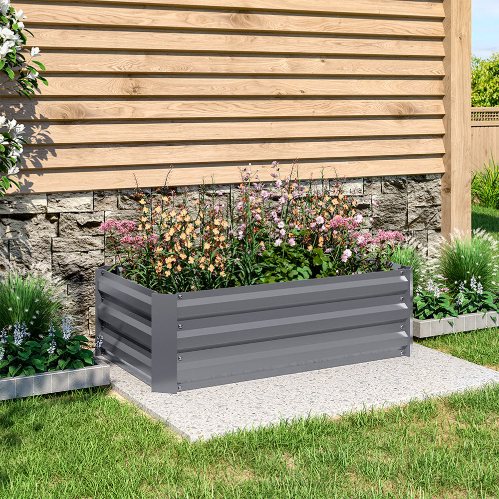Galvanized Steel Raised Garden Bed Planter Box | Small | Grey