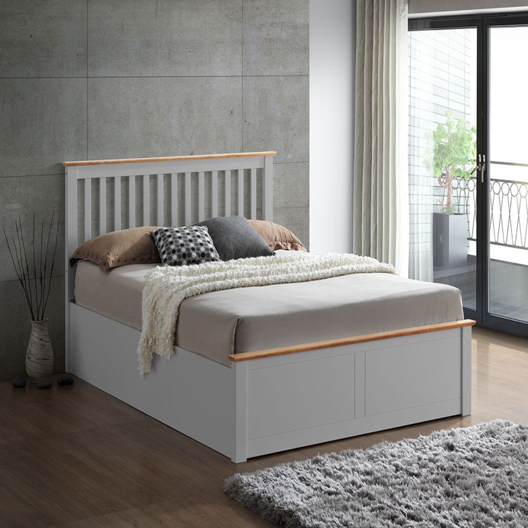 Malmo Wooden Ottoman Bed | Double | Grey